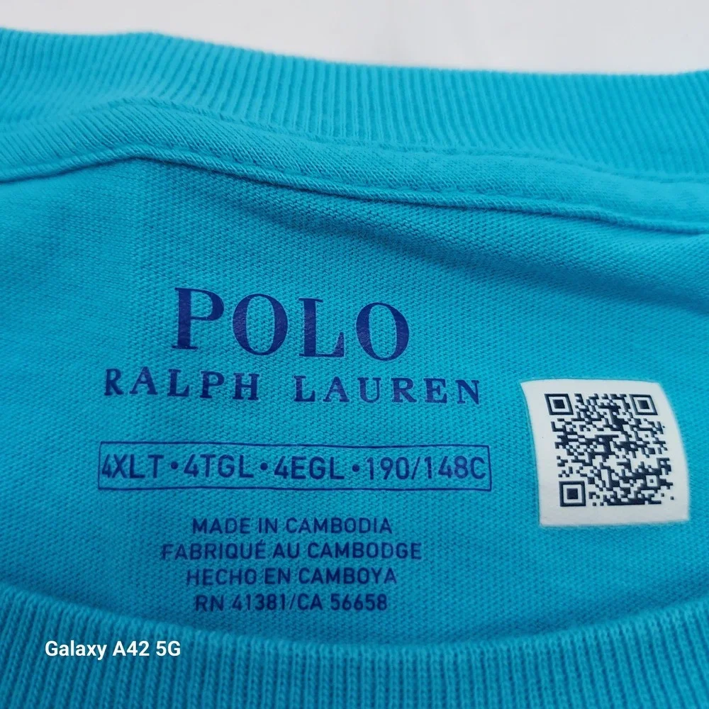 Polo Ralph Lauren Mens 4XLT Turquoise Blue Crewneck Short Sleeve Pony T-Shirt